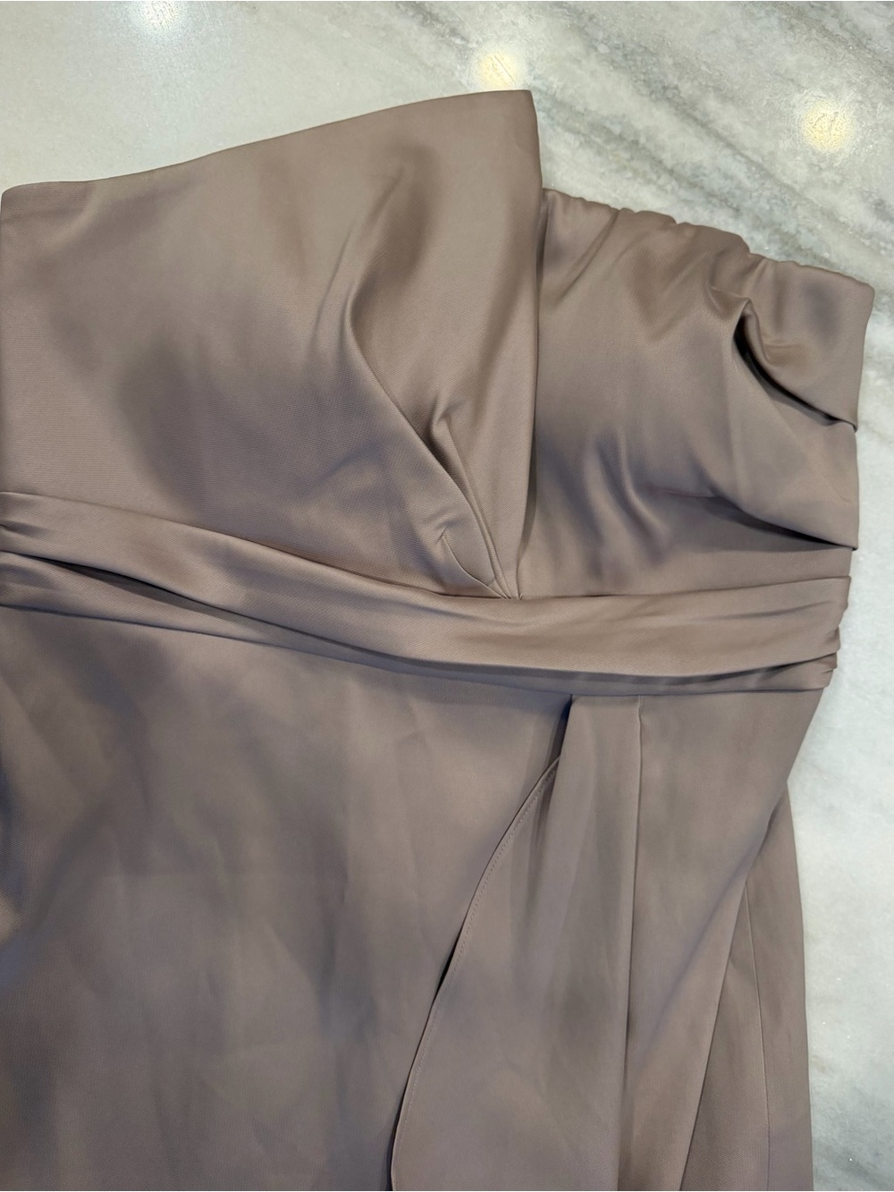 Donna Karan Taupe Strapless Draped Evening Gown, Size 12 - Picture 8 of 11